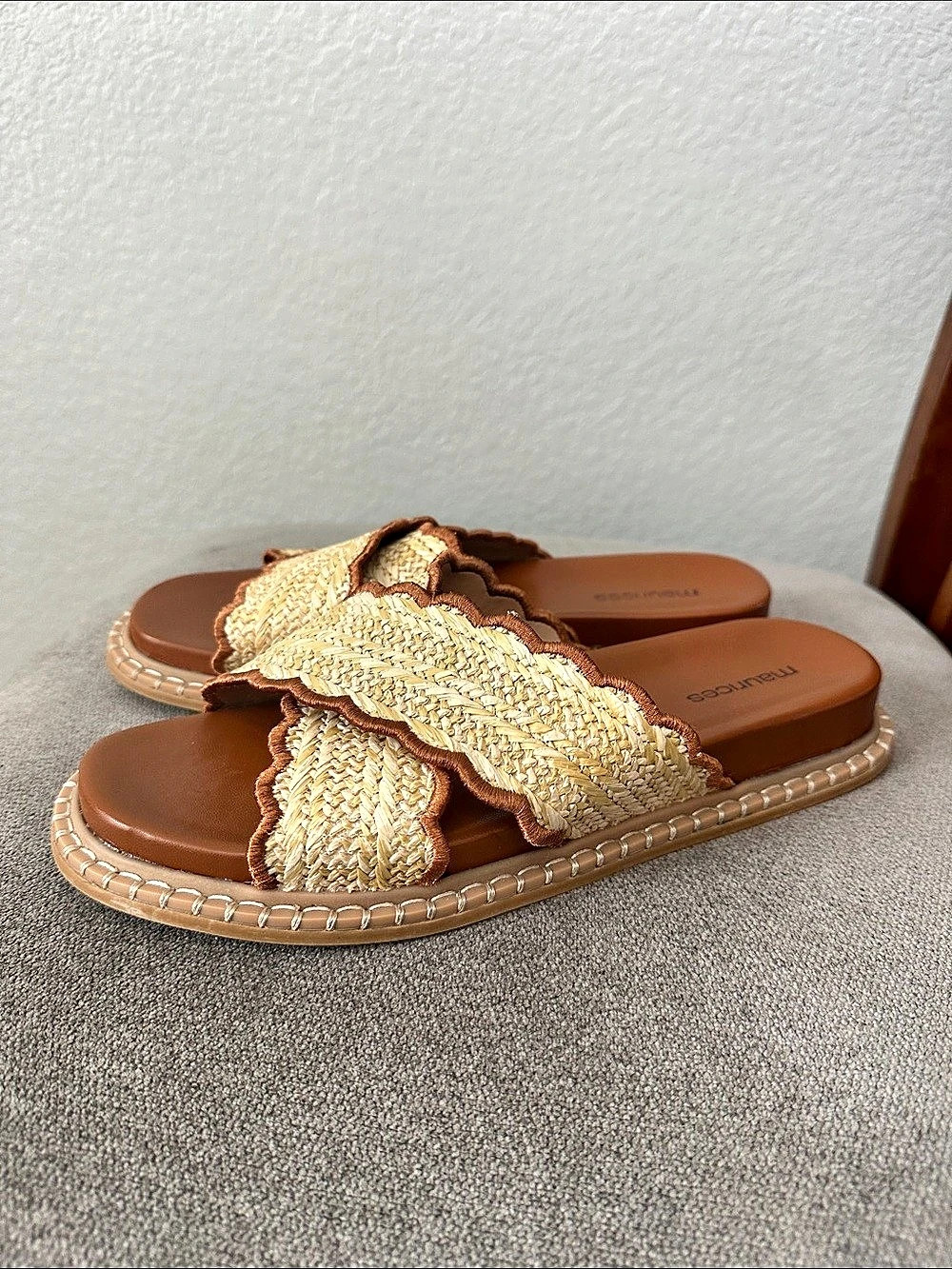 Maurices Woven Slide Sandals in Brown & Cream Like New